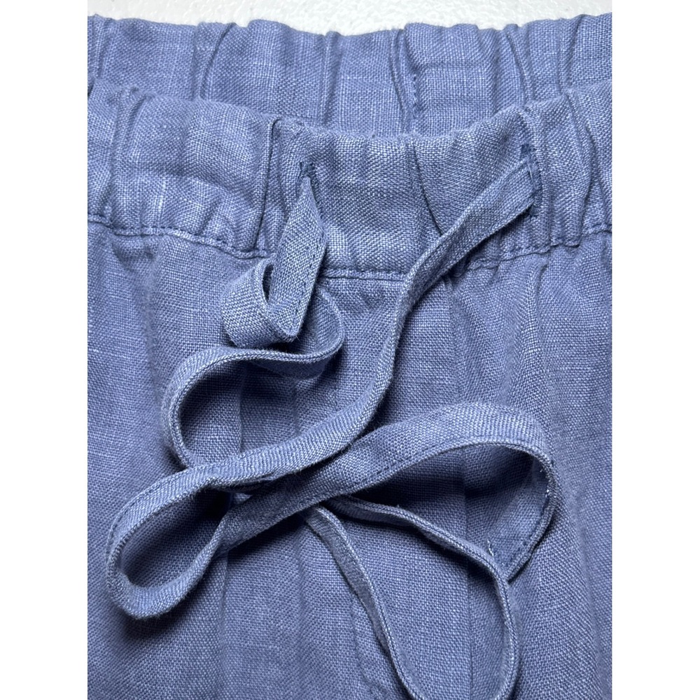 J. Jill Pure Jill 100% Linen Garment Dyed Pants S Petite Blue Drawstring Jogger - Picture 5 of 10